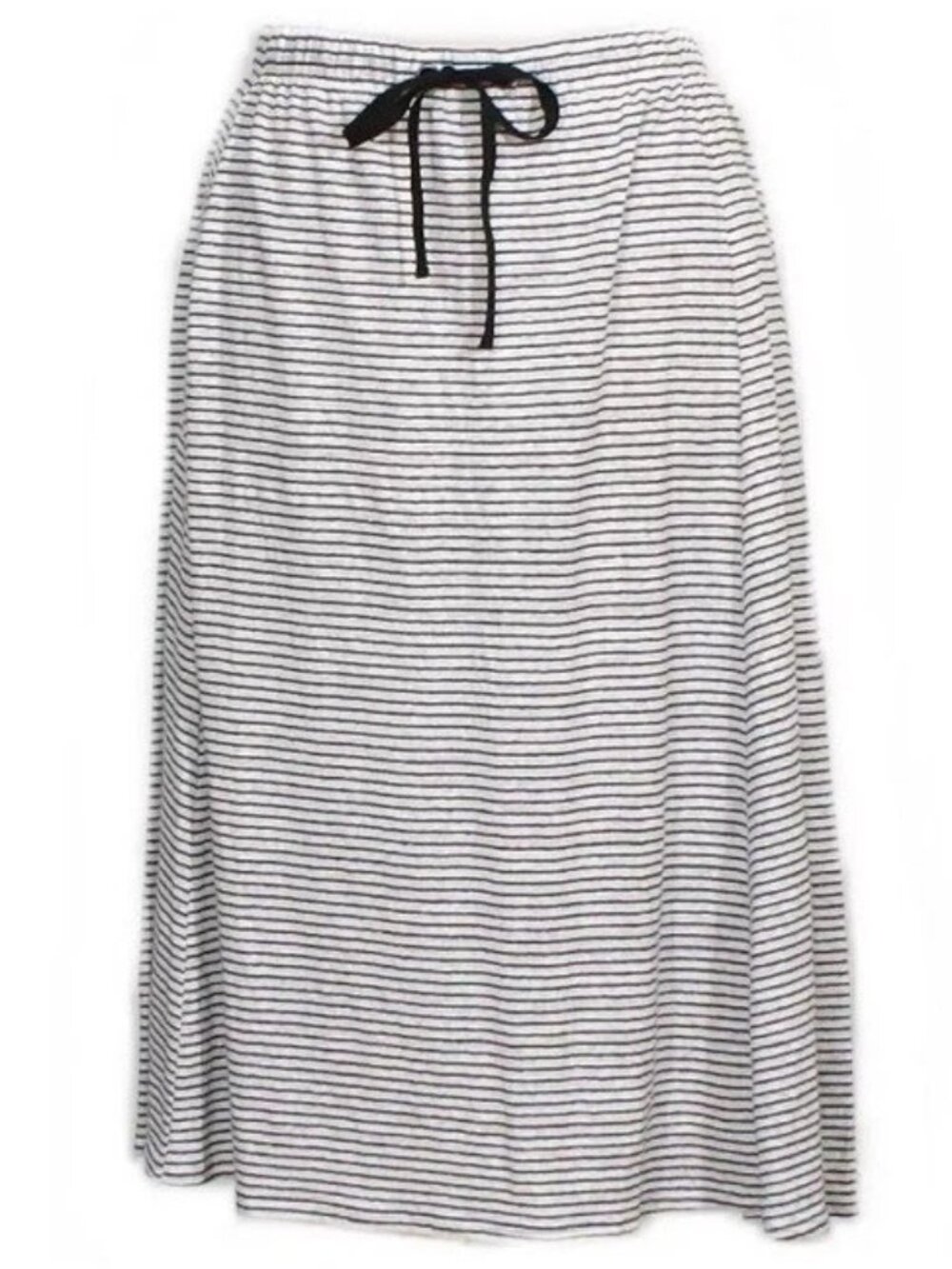 Eileen Fisher Linen Jersey Knit Pull-On Skirt, Black/White Skinny Stripe Size XL